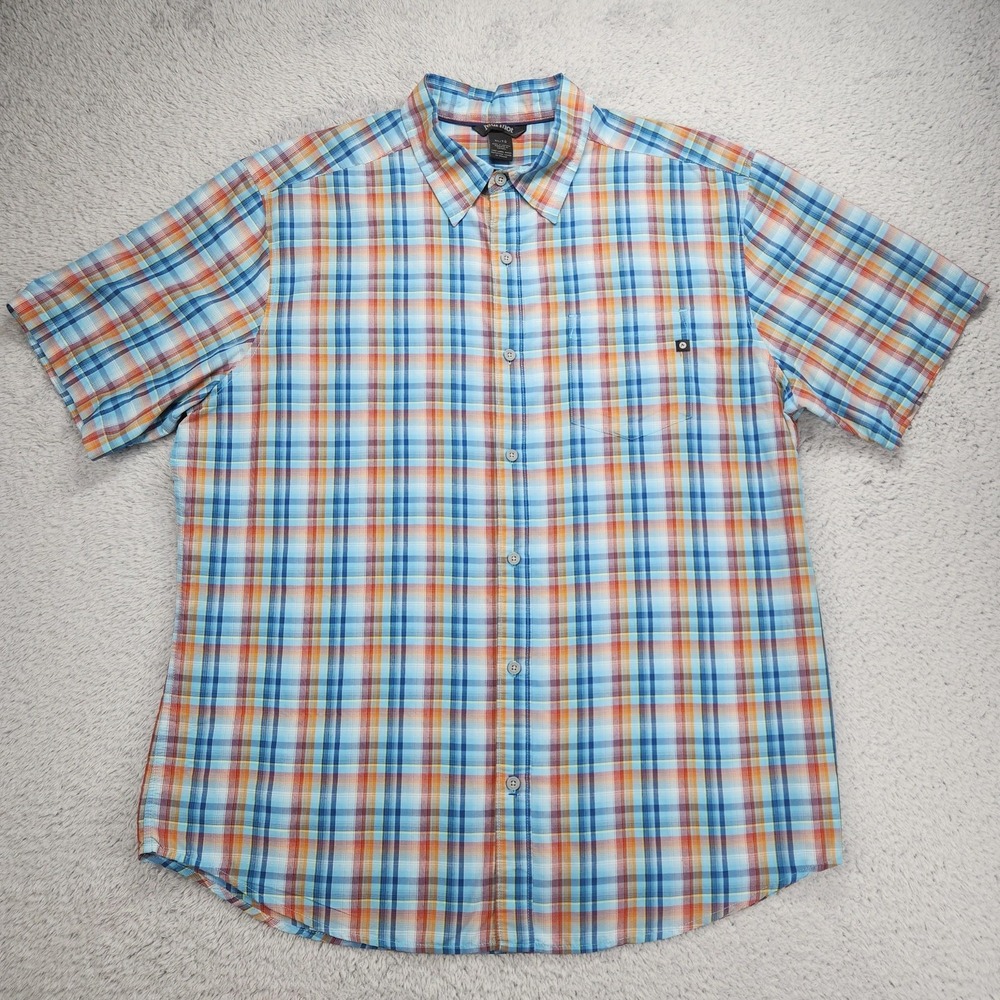 Marmot Shirt Mens XL Multicolor Plaid Short Sleeve Button Up Lightweight Casual - Picture 2 of 14